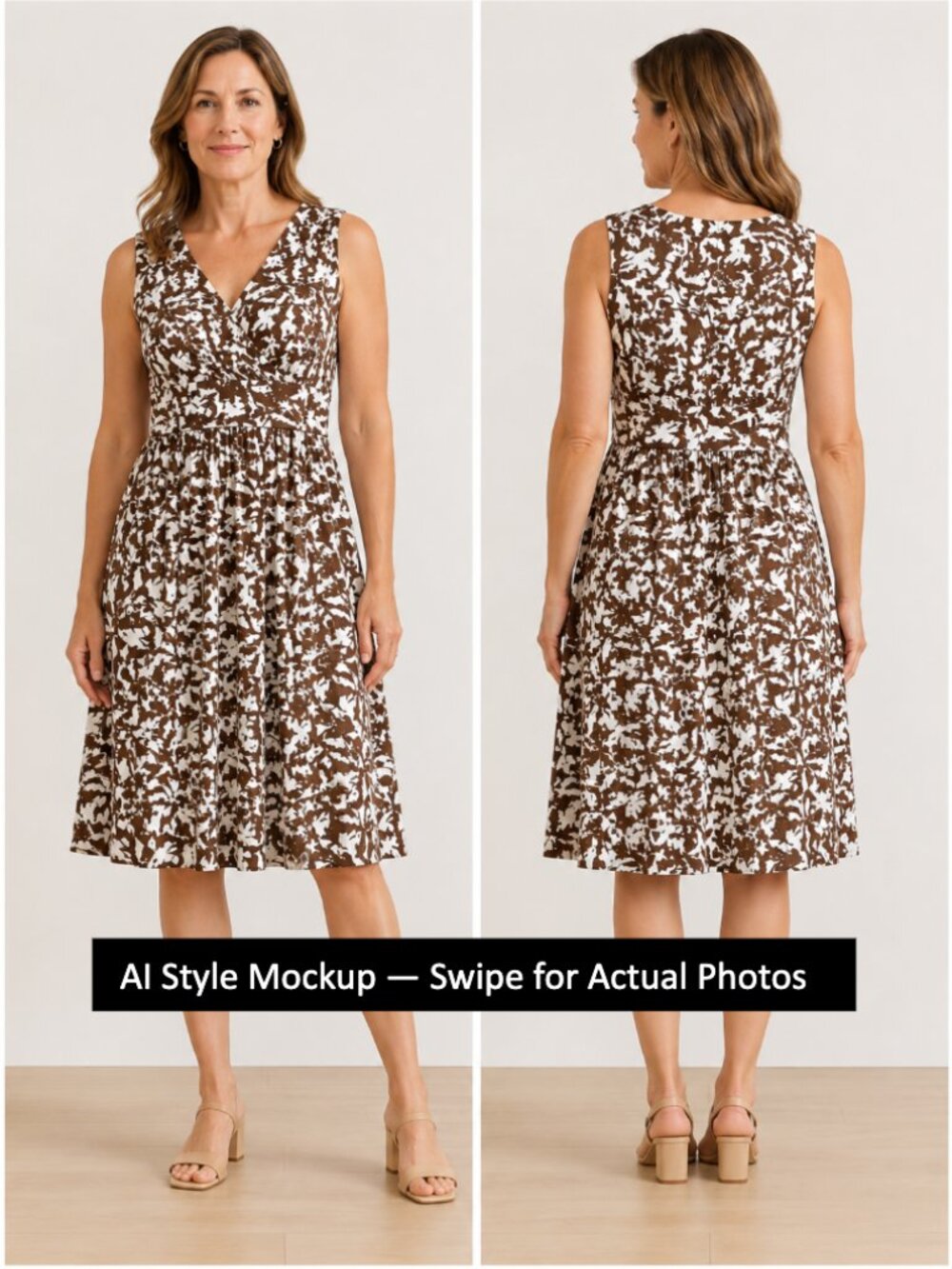 NWT Pure Collection Viscose Stretch Abstract Midi Dress V-Neck 6